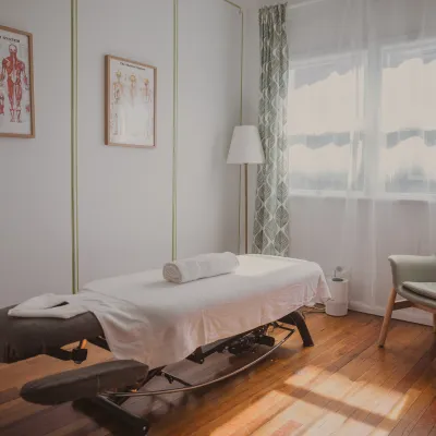 Massage table with towel